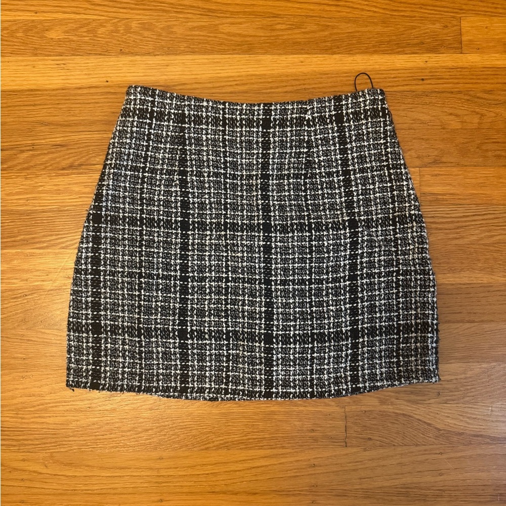 Classic Black and White Tweed Skirt